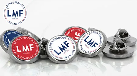Pin's personnalisés LMF fabriqué en France en plusieurs coloris avec système d’attache