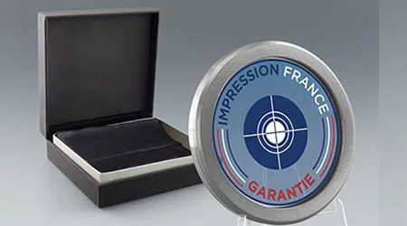 Médaille Impression France Garantie accompagnée de son écrin de présentation