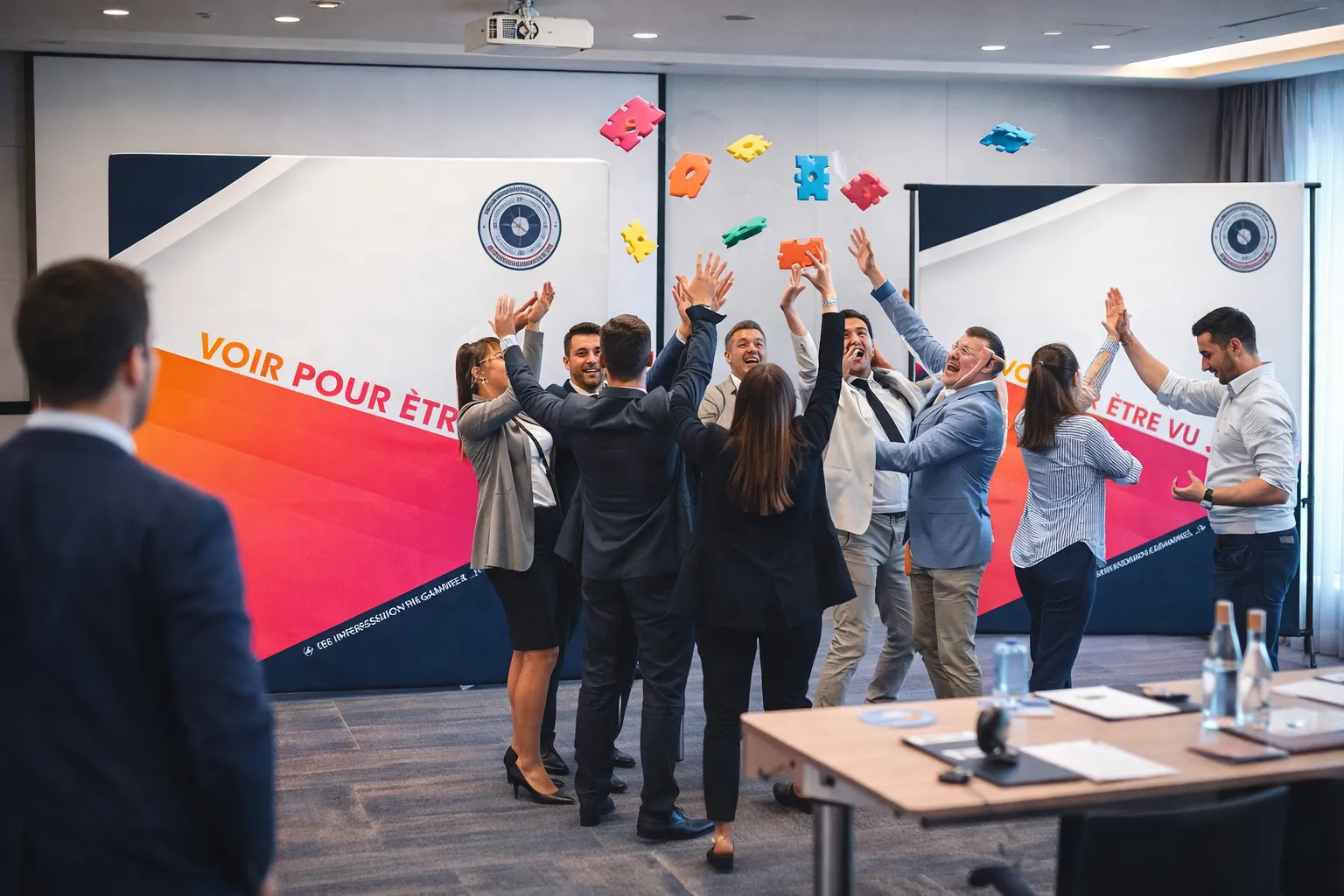 mur d image Mur pop-up en structure accordéon avec visuel imprimé « Voir pour être vu » et sac de transport — Impression France Garantie.